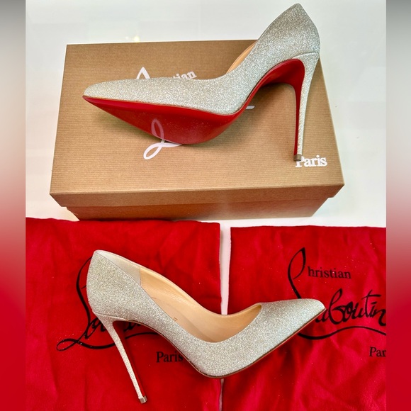Christian Louboutin Shoes - Christian Louboutin Pigalle Follies Ivory Glitter 100